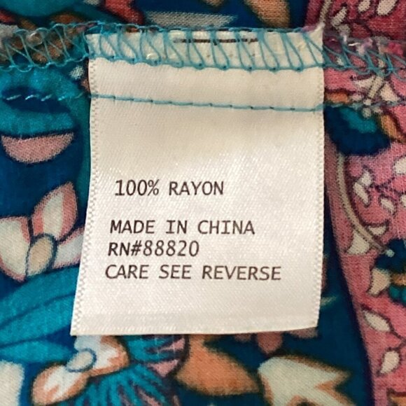 Cynthia Rowley Sleeveless Rayon Colorful Print Tank Top Button Back S #35L - Picture 8 of 9